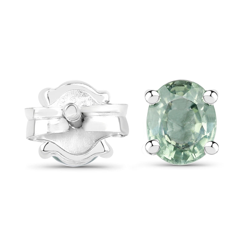 0.68 Carat Genuine Green Sapphire .925 Sterling Silver Earrings