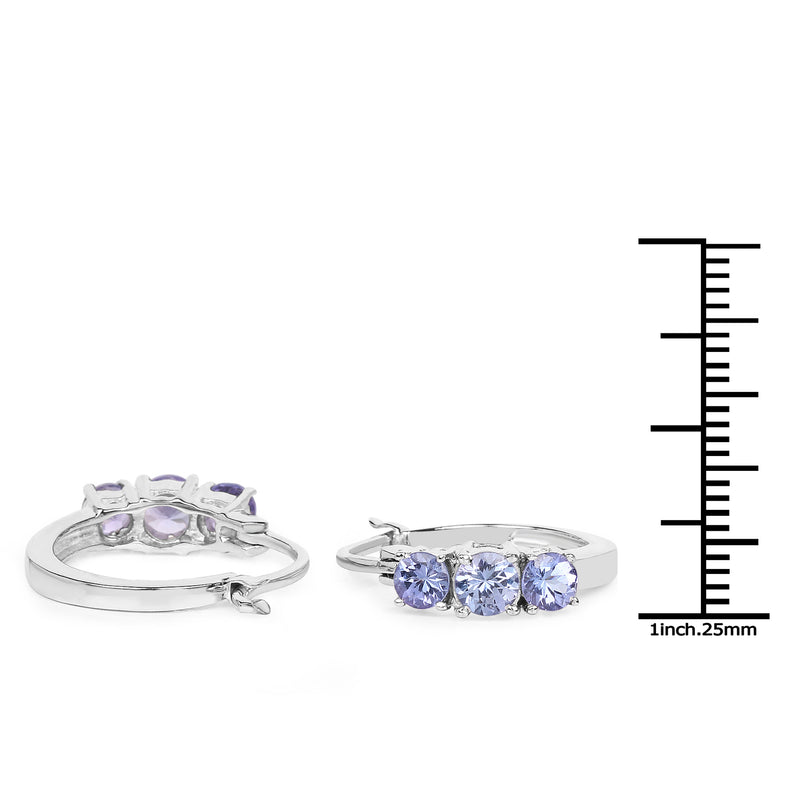 1.58 Carat Genuine Tanzanite .925 Sterling Silver Earrings