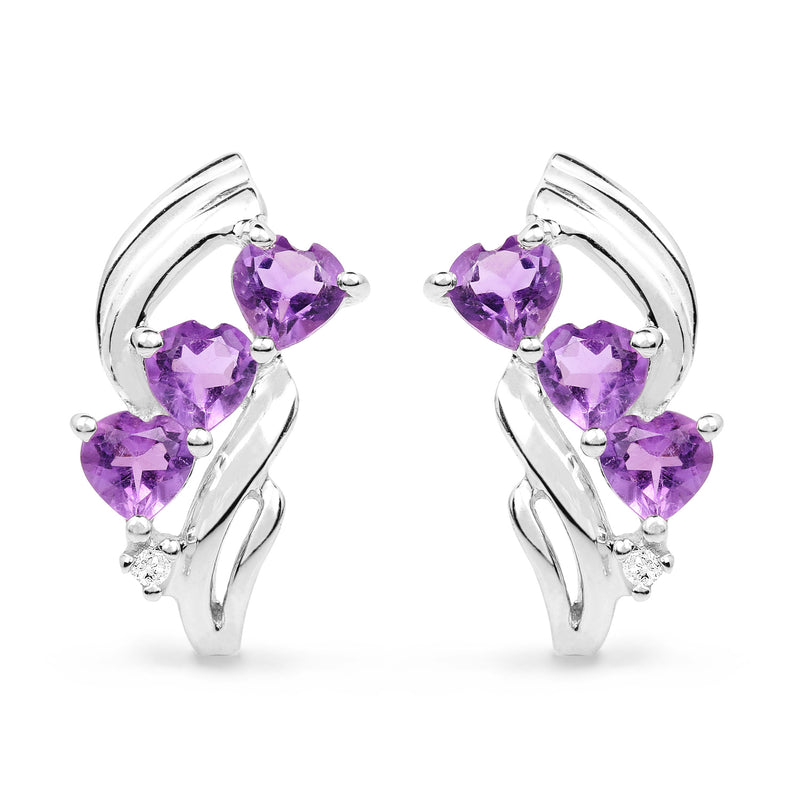 1.53 Carat Genuine Amethyst and White Topaz .925 Sterling Silver Earrings