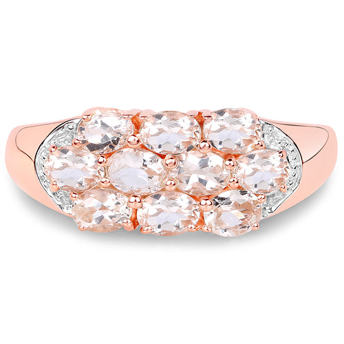 14K Rose Gold Plated 1.50 Carat Genuine Morganite .925 Sterling Silver Ring