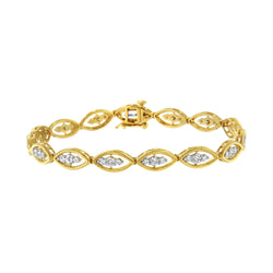 10K Yellow Gold Plated .925 Sterling Silver 1 cttw Prong Set Round-Cut Diamond Link Bracelet (J-K Color, I1-I2 Clarity) - 7.25"