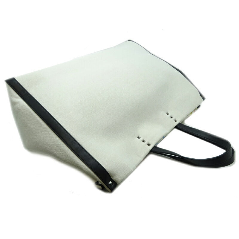 Valentino Garavani Roman Sketch Canvas Large Tote Bag Ladies Ivory / Black