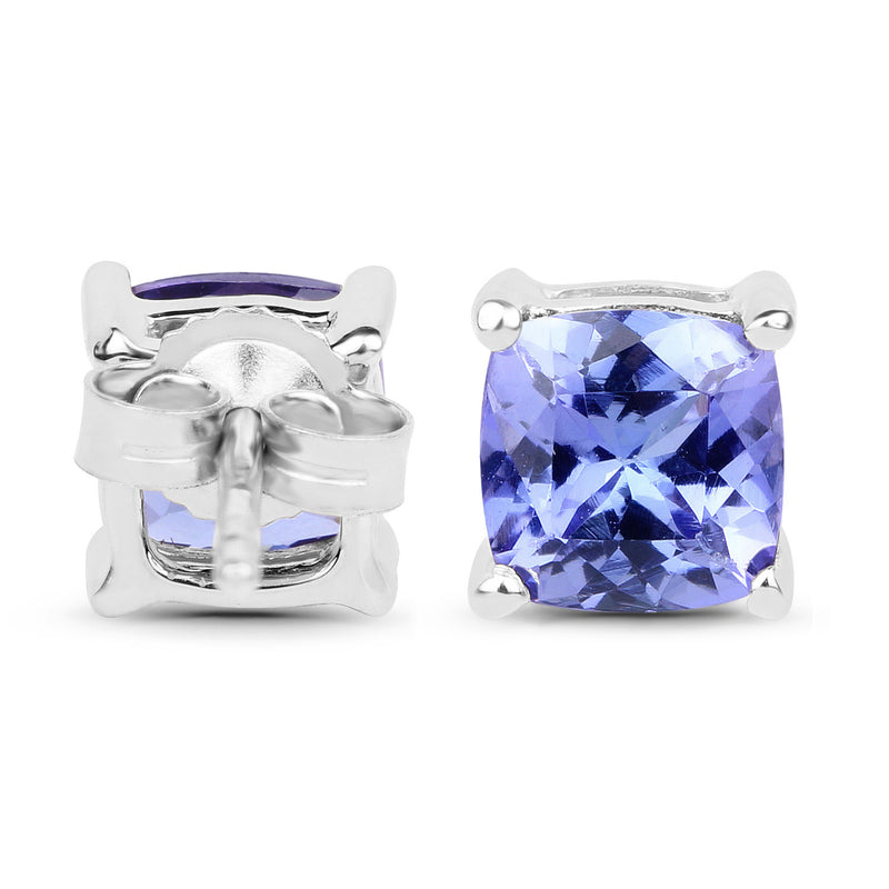 1.62 Carat Genuine Tanzanite 14K White Gold Earrings