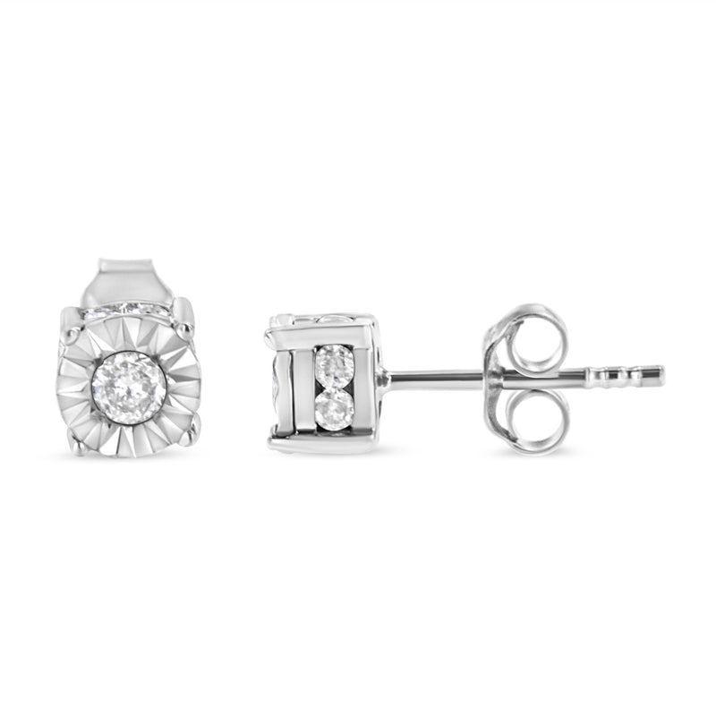 1/2 Cttw Miracle Set Diamond Stud Earring (J-K Color, I2-I3 Clarity) - Choice of Metal Type (Sterling Silver)