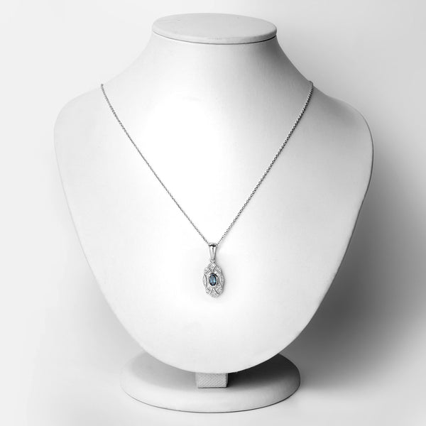 0.66 Carat Genuine London Blue Topaz and White Topaz .925 Sterling Silver Pendant