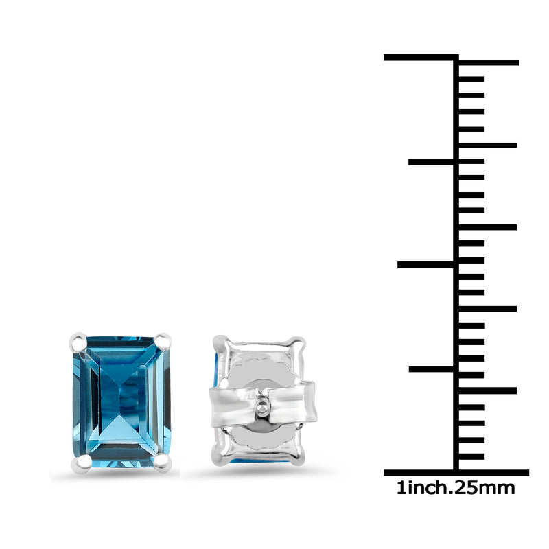 3.90 Carat Genuine London Blue Topaz .925 Sterling Silver Earrings