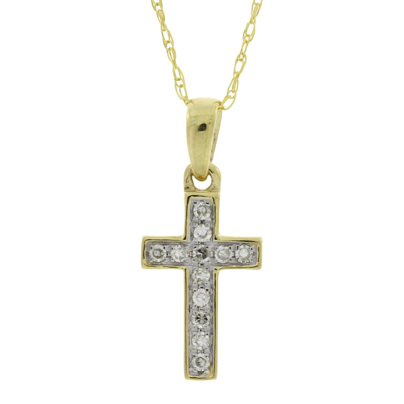 .05ct Diamond Cross Religious Pendant 14KT Yellow Gold