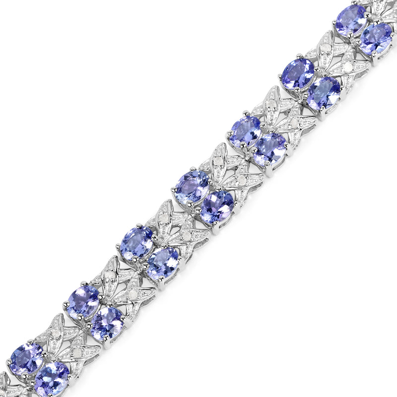 12.24 Carat Genuine Tanzanite and White Topaz .925 Sterling Silver Bracelet