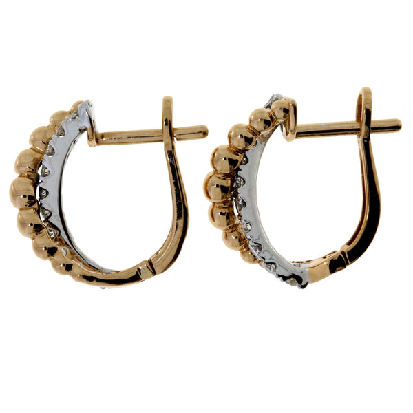 Genuine .50ct Diamond Hoop Earrings 14KT 2 Tone Gold