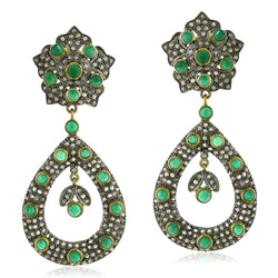 Emerald & Diamond Stud Earrings 14k Gold 925 Silver Jewelry