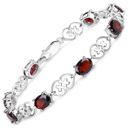 10.00 Carat Genuine Garnet .925 Sterling Silver Bracelet