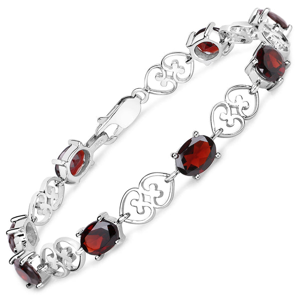 10.00 Carat Genuine Garnet .925 Sterling Silver Bracelet