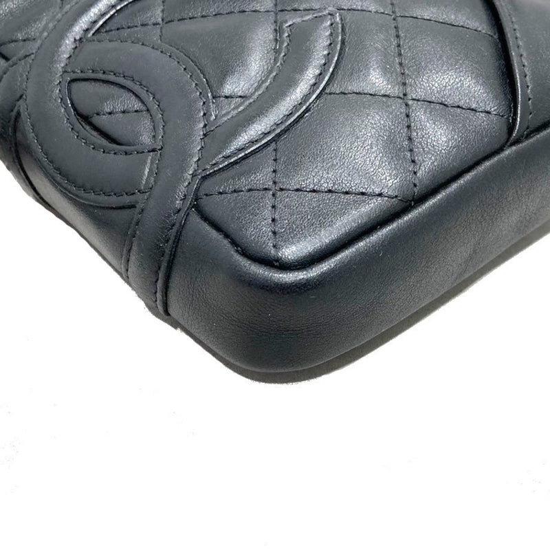 CHANEL Cambon line pochette shoulder bag black calf