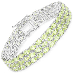 23.23 Carat Genuine Peridot .925 Sterling Silver Bracelet