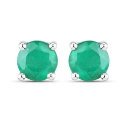 0.46 Carat Genuine Emerald 14K White Gold Earrings