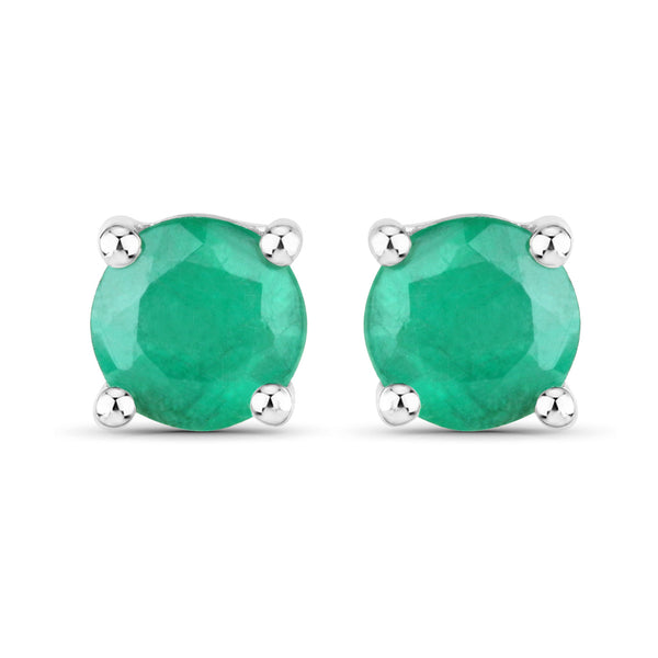 0.46 Carat Genuine Emerald 14K White Gold Earrings