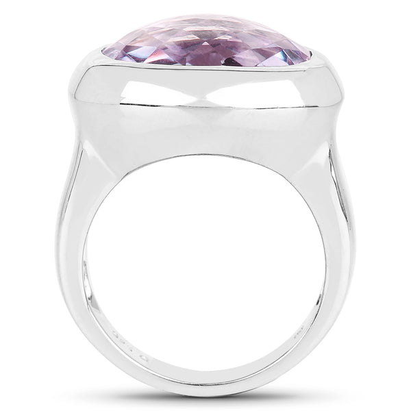 8.00 Carat Genuine Pink Amethyst .925 Sterling Silver Ring
