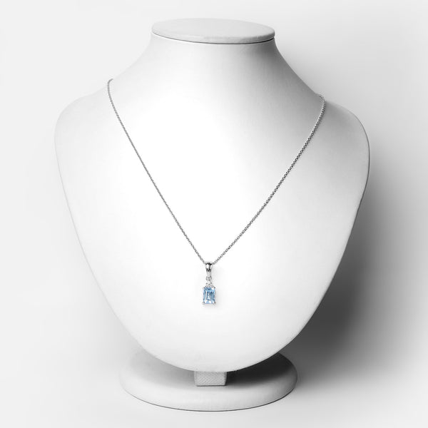 1.71 Carat Genuine Blue Topaz and White Zircon .925 Sterling Silver Pendant