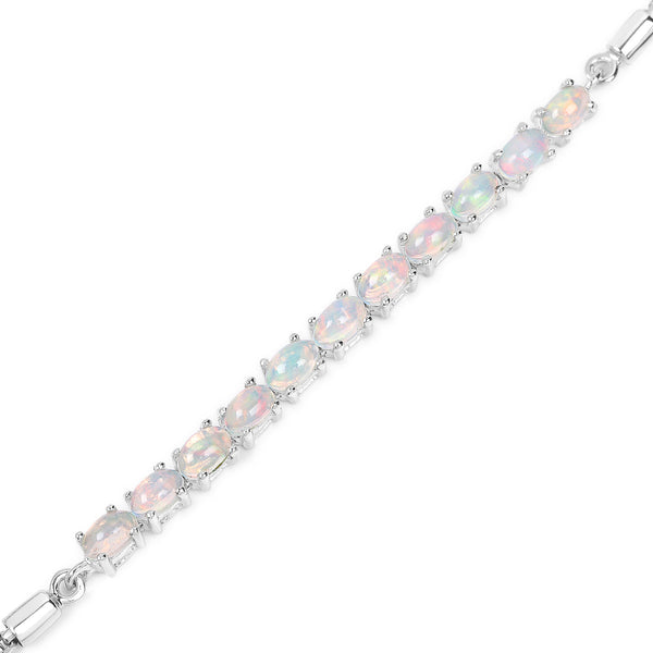 1.65 Carat Genuine Ethiopian Opal Sterling Silver Bracelet