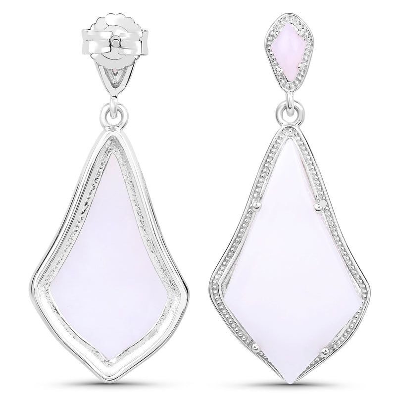 14.40 Carat Genuine Pink Opal .925 Sterling Silver Earrings