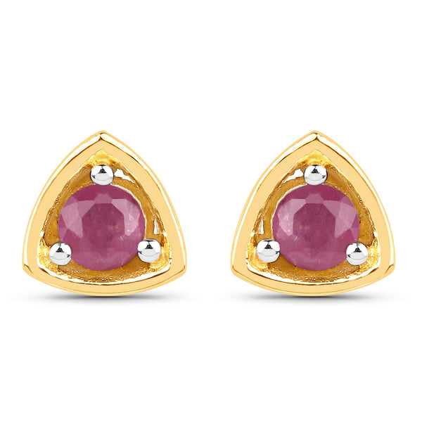 18K Yellow Gold Plated 0.26 Carat Genuine Ruby .925 Sterling Silver Earrings