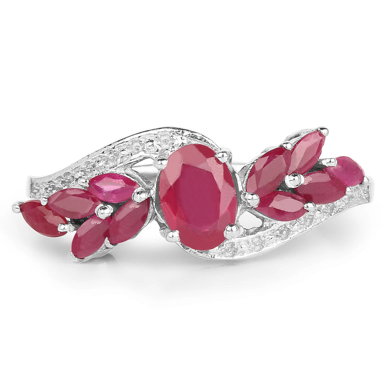 1.90 Carat Glass Filled Ruby and Ruby .925 Sterling Silver Ring