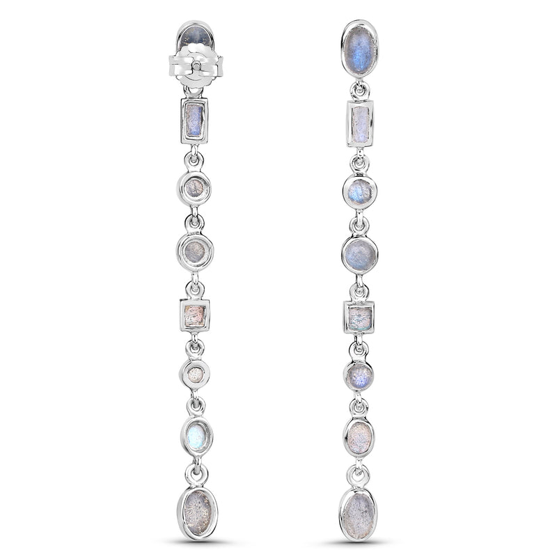 4.32 Carat Genuine Labradorite .925 Sterling Silver Earrings