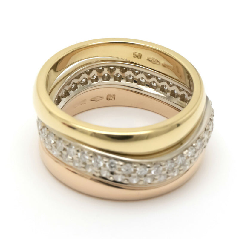 Cartier Love Me Triple Ring Diamond Pave Three Color K18YG K18WG K18PG # 50 B4020100 B4020150