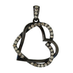 Pave Diamond Heart Shape Pendant 925 Sterling Silver Designer Jewelry