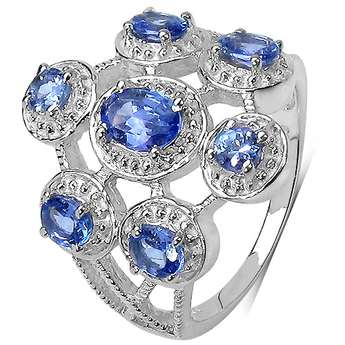 1.32 Carat Genuine Tanzanite .925 Sterling Silver Ring