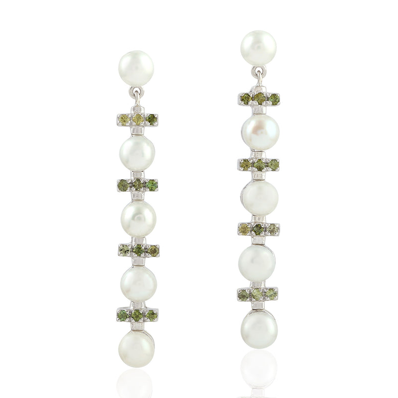 Drop/Dangle Earrings Bezel Set Pearl Gemstone 925 Sterling Silver Jewelry