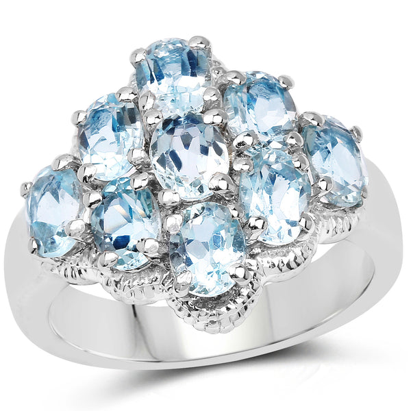 3.24 Carat Genuine Blue Topaz .925 Sterling Silver Ring
