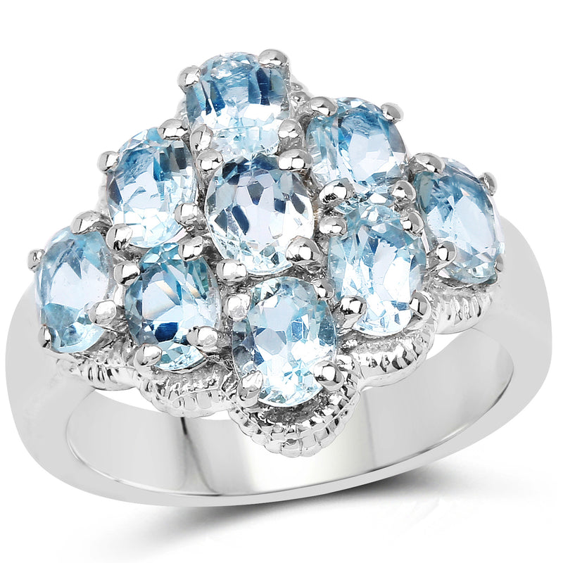3.24 Carat Genuine Blue Topaz .925 Sterling Silver Ring