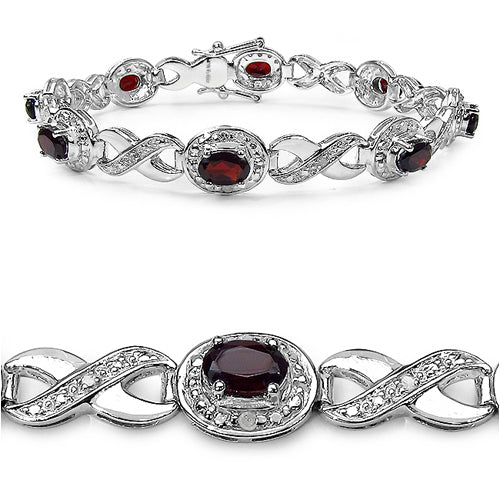 4.93 Carat Genuine Garnet .925 Sterling Silver Bracelet