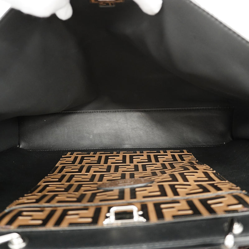 Auth Fendi 2WAY bag Peek-a-boo leather brown silver metal