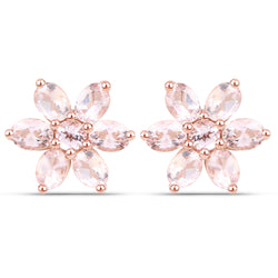 1.98 Carat Genuine Morganite .925 Sterling Silver Earrings