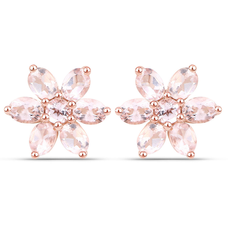 1.98 Carat Genuine Morganite .925 Sterling Silver Earrings