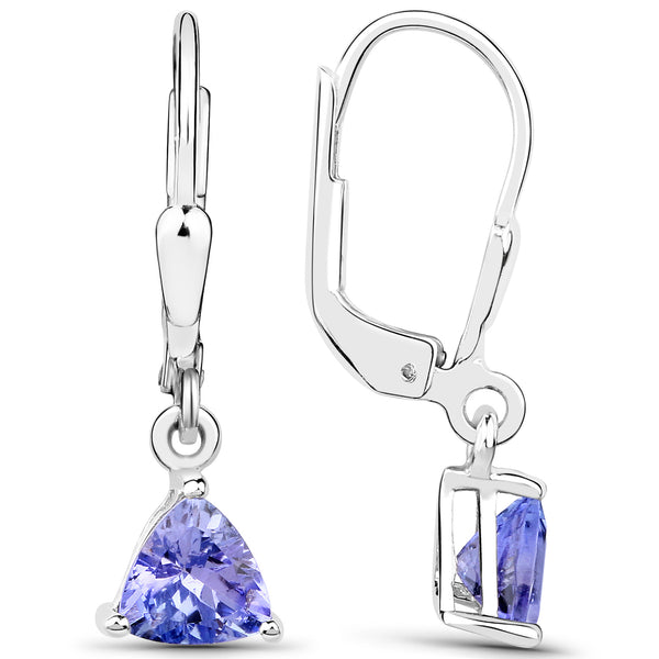 1.18 Carat Genuine Tanzanite .925 Sterling Silver Earrings