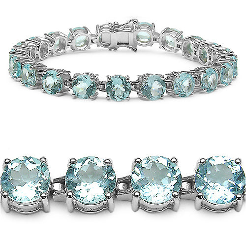 33.60 Carat Genuine Blue Topaz .925 Sterling Silver Bracelet