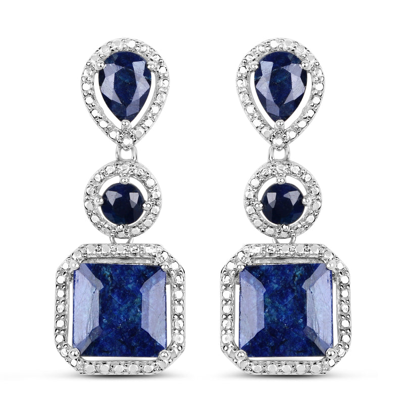 11.62 Carat Dyed Sapphire .925 Sterling Silver Earrings