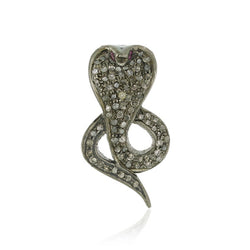 Pave Diamond Snake Charm Pendant 925 Sterling Silver Jewelry Gift