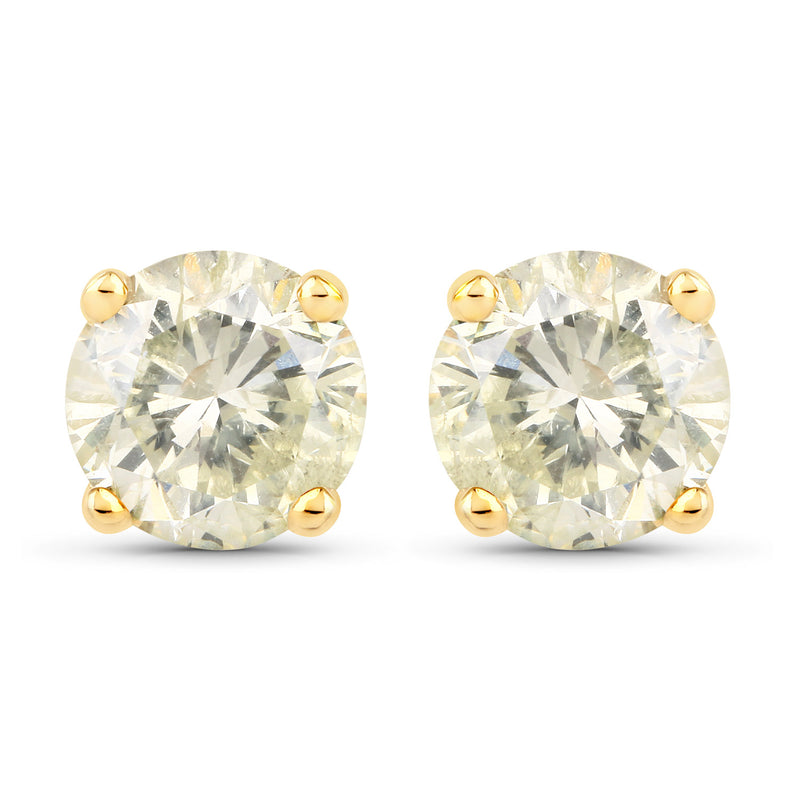 1.24 Carat Genuine LB Diamond 14K Yellow Gold Earrings