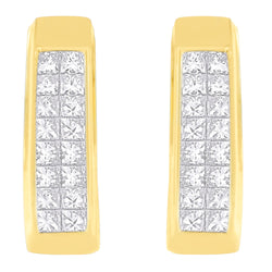 14K Yellow Gold 1 cttw Princess Cut Diamond Earrings (H-I, VS1-VS2)