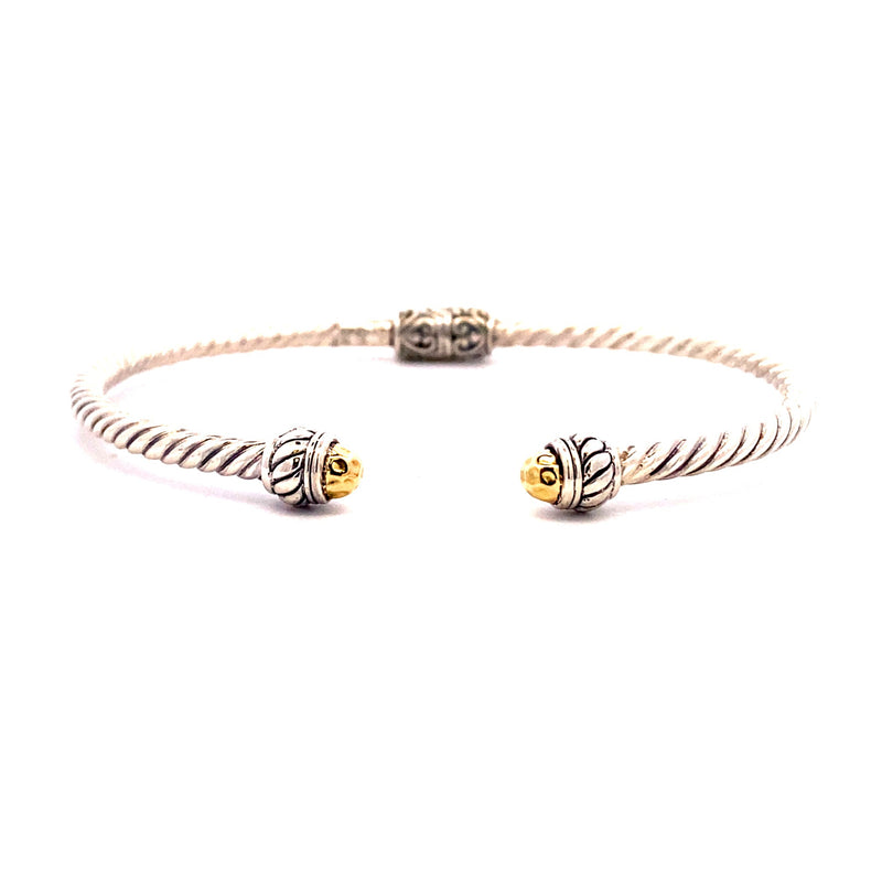 Bangle Bracelet Sterling Silver 18KT Gold