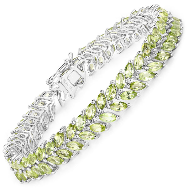 13.80 Carat Genuine Peridot .925 Sterling Silver Bracelet