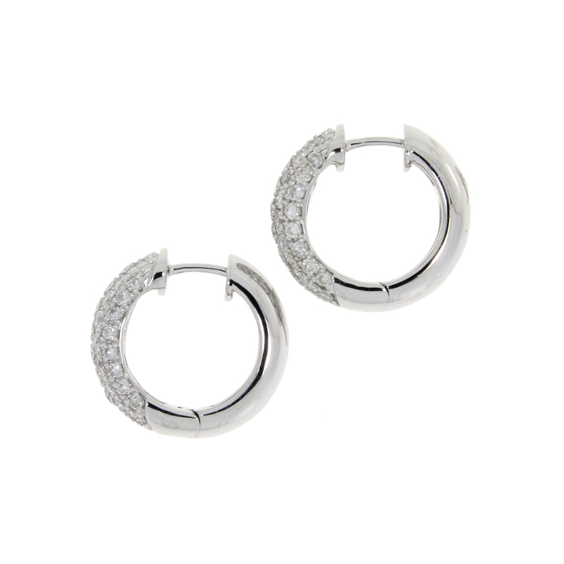 Genuine 1.85ct Diamond Hoop Earrings 14KT White Gold