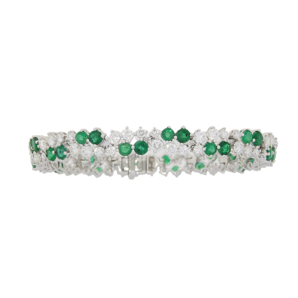 8.97ct Emerald Diamond Tennis Bracelet 18KT White Gold