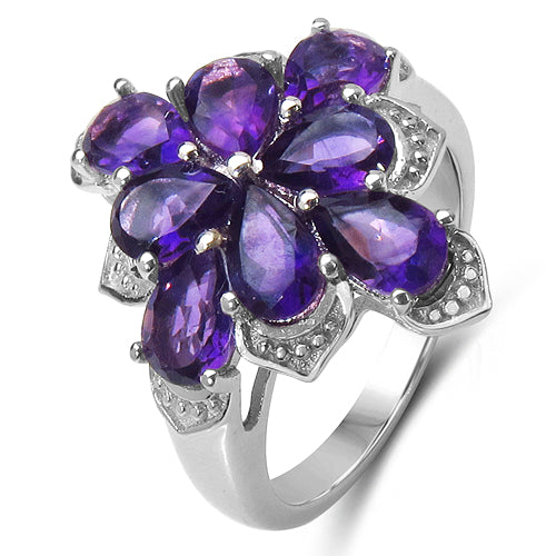 3.20 Carat Genuine Amethyst .925 Sterling Silver Ring