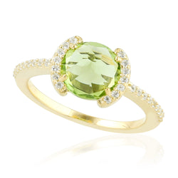 Peridot Gemstone Solitaire Ring Gold Plated 925 Sterling Silver Jewelry Size