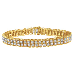 2 Micron 14KT Gold Plated Sterling Silver Diamond Tennis Link Bracelet (4 cttw, J-K Color, I1-I2 Clarity)